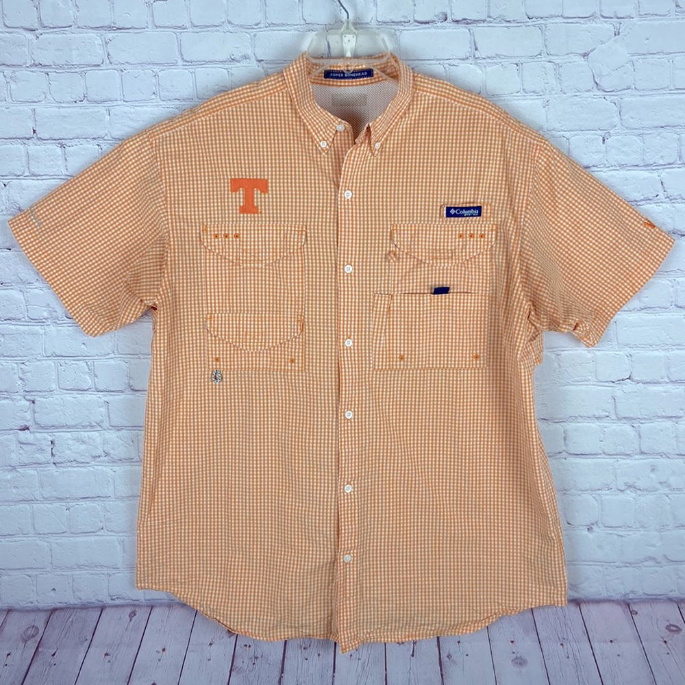 Columbia Men's Tennessee Volunteers Orange Checkered Shirt. 2XL